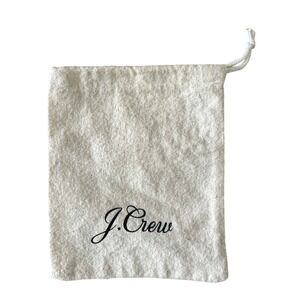 J.Crew Cream Cotton Small Drawstring Dust Bag Jewelry Pouch Logo 4.5x5.25